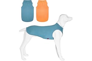 Kickred 2 Pack Hundeshirts, schnell trocknende leichte Hunde-T-Shirts ärmellose Weste, atmungsaktiv Haustier Kleidung Tank Top für große mittlere kleine Hunde Junge Mädchen (Mint Blau+Orange Gelb, L)