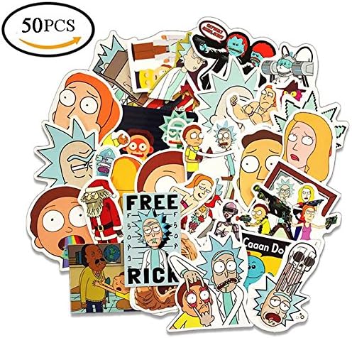 WayOuter Stickers Rick and Morty PVC Decals for Laptops, Cars, Motorbikes, Portable Luggage (50pcs)