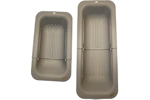 AHASON'S Over The Sink Colander Strainer Basket, Wash Vegetables and Fruits, Drain Cooked Pasta, Extendable Basket (Grey)
