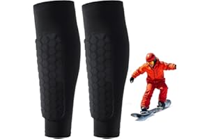 HITIANYA Proteggi Stinchi Sci, Protettore Shinbang 2.0, Parastinchi Shin Defender, Leggings Anti-Collisione Elastici Traspiranti Lunghi Copertura Protettiva Con Nido d'Ape Per Sci, Calcio