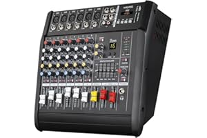 Weymic P-602 Professional Mixer/w Power Amplifier (6-Channel) /w Graphic Equalizer and DSP Effector w/USB Drive for Recording Input, XLR Microphone Jack, 48V Power, RCA Output