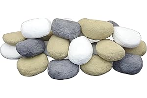 The Stove Wizard 30 Mixed Colour Ceramic Pebbles – Replacement Fire Stones for Gas Fires – Realistic Coal Effect Heat-Resistant RCF Pebbles for LPG, Electric, Bio Ethanol & Natural Gas Fires