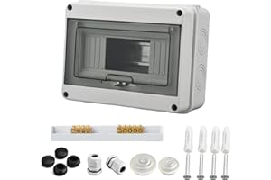 YEMMERT Sicherungskasten Aufputz, Verteilerkasten Aufputz 1 Reihig Wasserdicht Aufputz Verteilerkasten IP65 für 8 Modules Aufputz Schaltschrank, mit Messingklemmen für Außenbereichen, Villen, Ladesäulen
