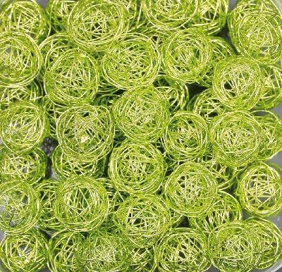 Drahtbälle, Drahtkugeln. Ca 30 mm. 10 Stück. Hell grün, APFELGRÜN