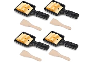 SALUBOHUM Mini Ensemble de 4 PoêLes à Raclette au Fromage, PoêLons CarréS, Avec 4 Spatules en Bois pour la Grille éLectrique Universelle, Adapté pour Griller du Fromage, des œufs