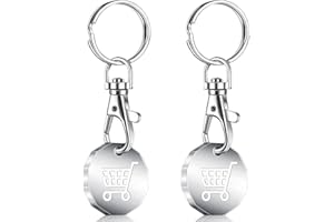 Caianwin Trolley Token Stainless Steel Trolley Coin UK Pound for Removable Supermarket Keyrings – 12 Sided Shopping Carts Key Clip Ideal for Shopping Basket Locker