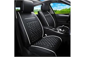 CGEAMDY Sitzbezug Set Universal, Luxus Wasserdicht Autositzschutz, Auto-Sitzbezüge Vordersitze Kunst Leder, Pu-Leder-Autositzabdeckungen Vorne, Wasserdichtes Autositzbezüge Geprägten(Schwarz&Weiß)