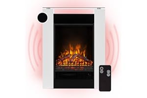 KLARSTEIN Chimenea Electrica Pared, Estufa sin Leña de Interior, Chimeneas Electricas Decorativas 1800W, Llama LED, Chimenea Decorativa Falsa, Mando a Distancia, Temporizador y Termostato Ajustable