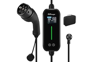 Hexinex Cargador Coche Eléctrico, Cargador EV Tipo 2 de 3.6KW con Corriente Conmutable 8A-16A, con 1.77” Pantalla LED, Carga Temporizada, Acepta Voltaje Doméstico 220V,Cable Carga Coche Electrico, 6M