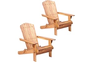 Ptsuker Folding Adirondack Chair Set of 2 For Relaxing Garden Chair Outdoor, Stackable, Arm Rest, Ergonomic, Wooden Accent Furniture Lounge Chairs for Garden, Patio, Backyard Deck