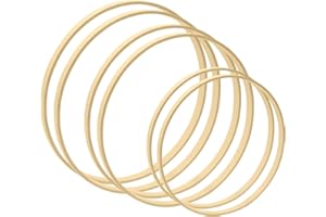 Worown 6 Pezzi Cerchio in Legno di Bambù, Anelli in Bambù per Artigianato (20,25 e 30cm) - Ghirlanda Nuziale fai-da-te & Decorazione Parete & Cerchi per Acchiappasogni