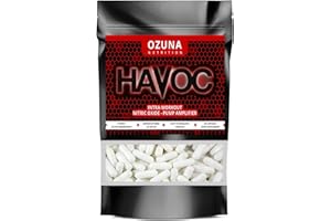 OZUNA NUTRITION Havoc Nitric Oxide Supplement with L Arginine & Citrulline Malate for Muscle Growth, Pumps, Vascularity, & Energy - Extra Strength Pre/Intra Workout N.O. Booster & Muscle Builder - 60 Capsules