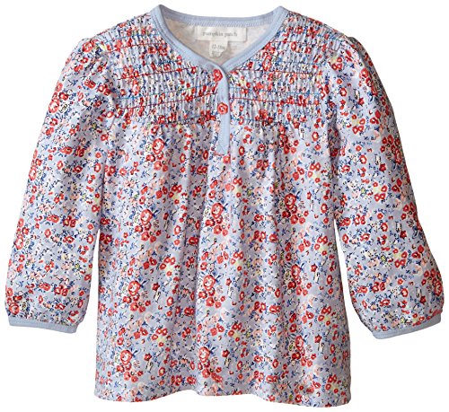 Pumpkin Patch Baby-Girls Mini Knit Floral Blouse, Cornflower Blue, 3-6 Months