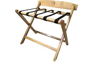FPIGSHS Porte-Bagage Pliable Porte-bagages pliant, Support de support de valise de chambre d'hôtel, Support de rangement pour sac de voyage en bois, Étagère d'atterrissage de meubles de chambre avec dossier