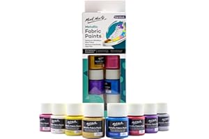 MONT MARTE Peinture Textile & Tissu Set Métallique | 8 pcs x 20ml | Peintures Textiles Permanentes | Couleurs pour Vêtements, Sacs et tous les Tissus