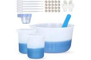 ‎LET'S RESIN LET'S RESIN Große Silikon Messbecher, 600ml Harz-Mischbecher, 2 Stück 100 ml Messbecher, Silikon-Rührstäbchen, Resin Mischset zum Mischen von Epoxidharz, Silikonkautschuk, Schmuckherstellung