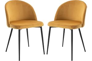 HOMCOM Dining Chairs Set of 2 Contemporary Design for Office Dining Kitchen with Soft Fabric Seat and Back Living Room, Camel