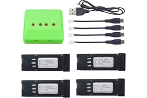 BLLRC 4PCS 3,7V 500mAh batería de Litio con Cargador 4 en 1 para E58 S168 JY019 Piezas de cuadricóptero Plegable fotografía aérea RC Drone batería