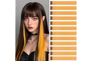 JOOCEEBABY Extension Capelli Colorati Con Clip Giallo mango 12 pezzi 22 pollici Lungo Dritto Sintetiche Resistenti al Calore per Bambini Ragazze Donne Festival Feste Halloween Cosplay