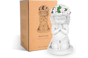 DIBALIYI Betende Schutzengel Figur, Weiße Engel Geschenke Statue, Grabschmuck Wetterfest Deko für Draußen Wetterfest, Desktop-Harz Gartenstatuen mit Flügeln für Thanksgiving