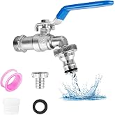 RUCUDIM Garden Tap 1/2" Rust and Frost Resistant Brass with 2 Free Hose Connectors, 1 Roll Sealing Tap, Drip Tap, Brass Outsi