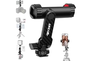 YZNT Handyhalterung für Stativ, Universeller Stativ Handyhalterung mit 2 Standard-Kaltschuhe und 1/4-Zoll-Standardschraube, 360° Drehbar & 180° Neigung, Kompatibel mit iPhone, Android & Kamera