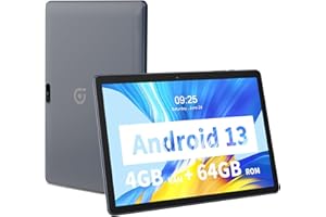 PRITOM 10 inch Android WiFi Tablet, 64GB ROM, 1024GB Expand, Quad Core Processor, HD IPS Screen, 6000mAh Battery, Dual Camera, WiFi, Bluetooth, Tablet