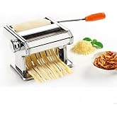 Manuel Erişte ve Makarna Hamur A&ccedil;ma Makinesi &ndash; Paslanmaz &Ccedil;elik G&ouml;vde, Tagliatelle Fettuccine Lasagna Kesim, 9 Kademeli Ayar, 