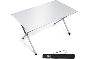 ‎EVER ADVANCED EVER ADVANCED Campingtisch Klappbar Aluminium 120X70CM Klapptisch 100KG Belastbar Aufrollbarer Tischplatte für 4-6 Personen, Falttisch mit Tragetasche für Camping Picknick Garten Balkon, Weiß