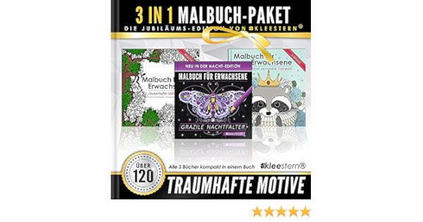 3 In 1 Malbuch Fur Erwachsene 120 Motive Marchenwald Tierwelt Grazile Nachtfalter Amazon De Malbucher Kleestern Jugendliche Ausmalbucher Fur Bucher