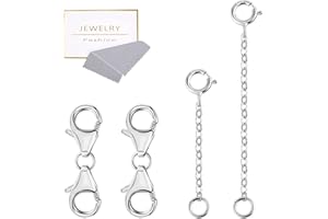 ALEXCRAFT Lot de 4 rallonges chaîne d'extension de Collier et fermoirs double mousqueton en argent sterling 925, chaîne d'extension fermoir plaqué or pour bracelets/chaînes/colliers/bracelets/bijoux