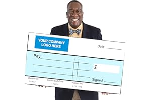 CHICBANNERS Blank Company Cheque Paper Presentation Charity Large 1m Wide x 50cm deep Cheque Check for Photoshoots Gloss Laminated use with Write and Wipe Pen B1