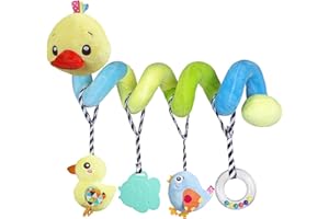 caterbee Giocattoli per seggiolino auto, attività a spirale in peluche per passeggino, giocattolo da appendere per ragazzo o ragazza (anatra)