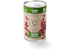 GUSTO SANO FAGIOLI IN SCATOLA AZUKI BIOLOGICI. Senza Sale Aggiunto - Fagioli in scatola reidratati e lessati – NON OGM – Comoda scorta da 6 confezioni x 400 gr.