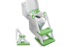 HuBorns - Riduttore WC Bambini con Scaletta Regolabile in Altezza, Riduttore Water Bambini con Struttura Triangolare Antiscivolo, Riduttore per Vasino per Bambini WC Pieghevole con Cuscino Imbottito