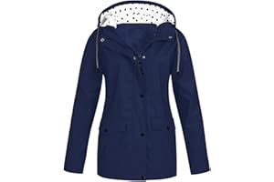 GENERIC Womens Breathable Lightweight Waterproof Jackets Solid Color Packable Rain Coat Hoody Windproof Hiking Outdoor Wear Plus Size Softshell Jacket Trench Coat for Women Uk