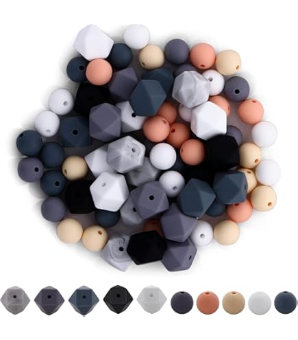 100 Pièces Perle Silicone Marguerite, Rondes Perles En Silicone Perles
