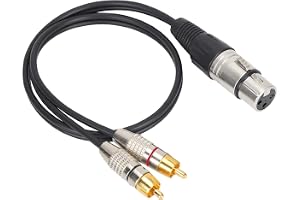 1 XLR Hona Till 2 RCA Hanljudkabel, Interconnect Lead Patch Trådadapter, Y Splitter Patchkabel för Hemmabioljudutrustning, Flexibel PVC-mantel(0,5 m)