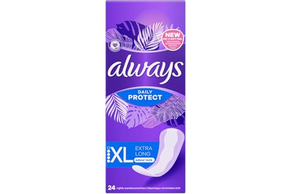 Always Daily Protect Protège-Slips Extra Long 24 Unités, Technologie Odour Block, Confortable Avec Cœur Absorbant