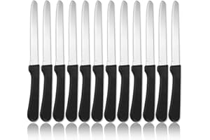 ReaNea Set di coltelli da bistecca da 12 pezzi, coltello da bistecca con bordo seghettato, coltello da cucina in acciaio inossidabile con manico ergonomico, antiruggine, lavabile in lavastoviglie