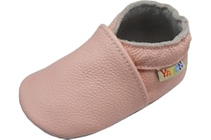 YALION Krabbelschuh Babyschuh Lauflernschuh Jungen Mädchen Baby Weicher Flexibles Leder mit Mokassins Wildledersohlen Elastische Knöchel Lederpuschen