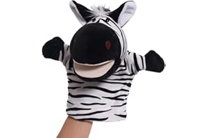Proumhang Hand Puppets for Kids,Soft Plush Zoo Animal Puppet for Children Toddlers Boys Girls,For Imaginative Play,Show Theater, Easter/Birthday Party Supplies Stocking(Big Movable Mouths) 25cm Zebra