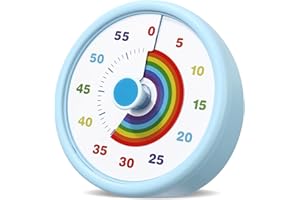 Cexovo Visueller Timer für Kinder 60 Minuten Countdown Timer mit Großem Bildschirm, für Kinder Zahnputztimer Leise, Regenbogen Zeitmanagement Tool für Küche, Klassenzimmer (Blau)