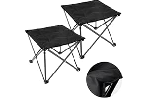 FUNDANGO 2 Pack Oversized Camping Stool, 330 Lbs Outdoor Foot Rest Padded Collapsible Camping Chair Portable Lawn Foldable Footrest for Outdoor Gardening Fishing Hiking BBQ with Carry Bag (Black)