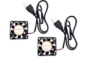 JZK 2pcs 40 * 40 * 10mm DC 5V USB mini cooling fan with wires, 4010 small silent cooling fan 40mm, sleeve bearing USB connector fan, 4cm brushless DC fan 5V