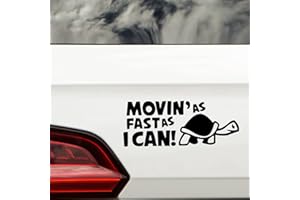 HATCHERABILIA Novelty Movin As Fast As I Can Funny Car Stickers - Van Stickers - Campervan Decals - New Driver Sticker - Bumper Stickers - Funny Car Accessories (21cm x 9cm, Black)