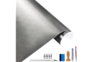 NewL Pellicola adesiva in vinile cromato opaco, 100 cm x 300 cm, colore grigio spazzolato, per mobili motore e laptop