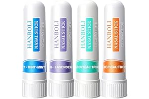 GNHG Nasal Stick 4 Pack, Soulagement Rapide d'un Nez Bouché, Améliore la Respiration et Stimule la Concentration, Fait Avec des Huiles Essentielles et du Menthol