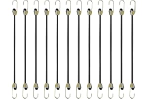 QNENEAM 12 Pièces Tendeurs Elastique avec Crochets, Tendeur Bache Sandow, Longueur 25 cm, pour Sécurisation de Meubles, Caravanes, Tentes de Camping et Motos, Sangles Extensibles Elastiques