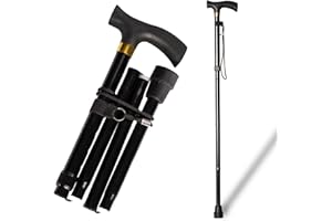 SEGORBINA DE BASTONES Bastone Cavalletto Passeggiata in alluminio pieghevole e regolabile in altezza 84-92 cm, Colore Nero Polso Soft (657)